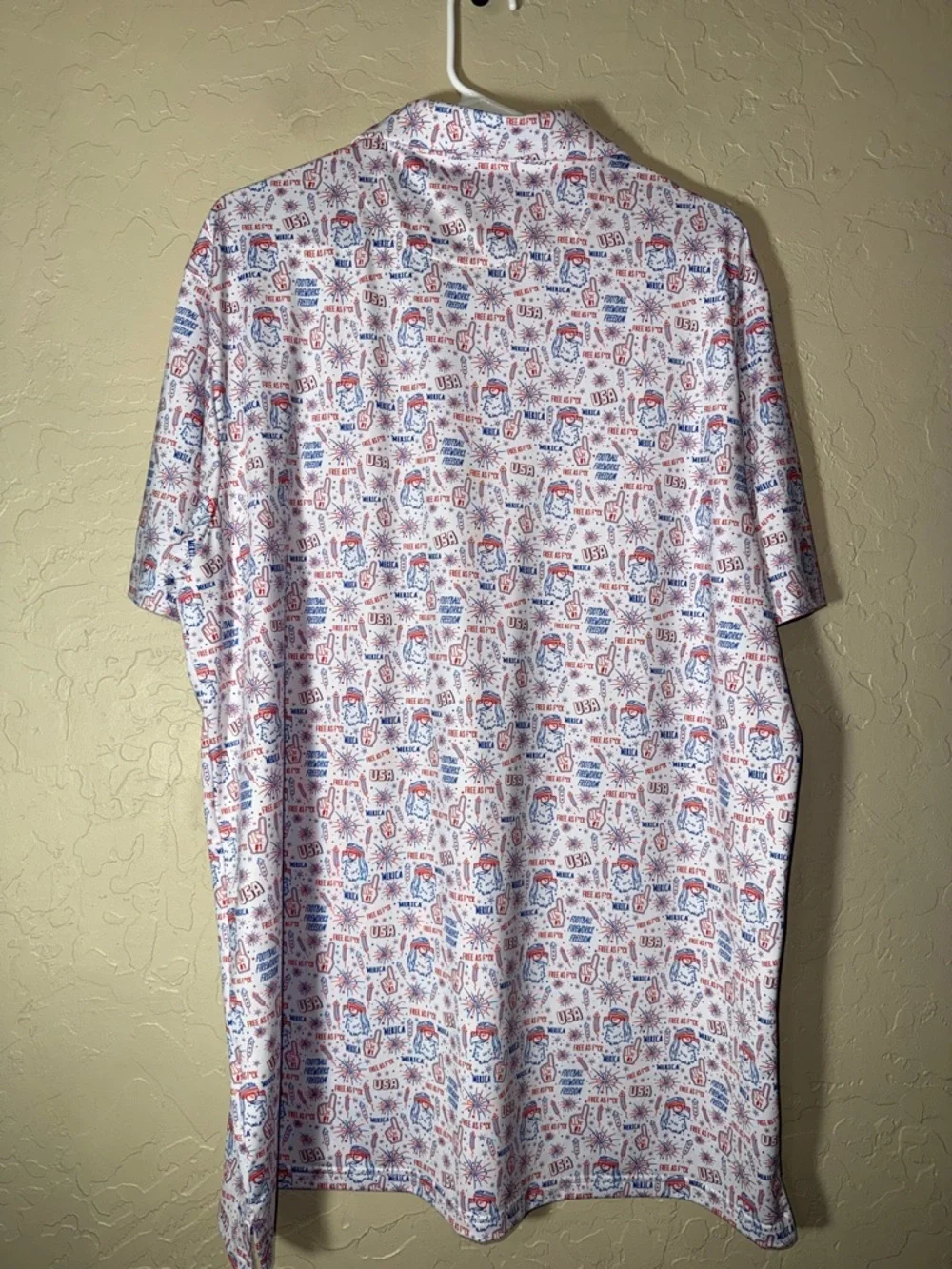 Bogey Bros 'Merica performance polo shirt all-over USA-themed print XXL - Picture 6 of 7